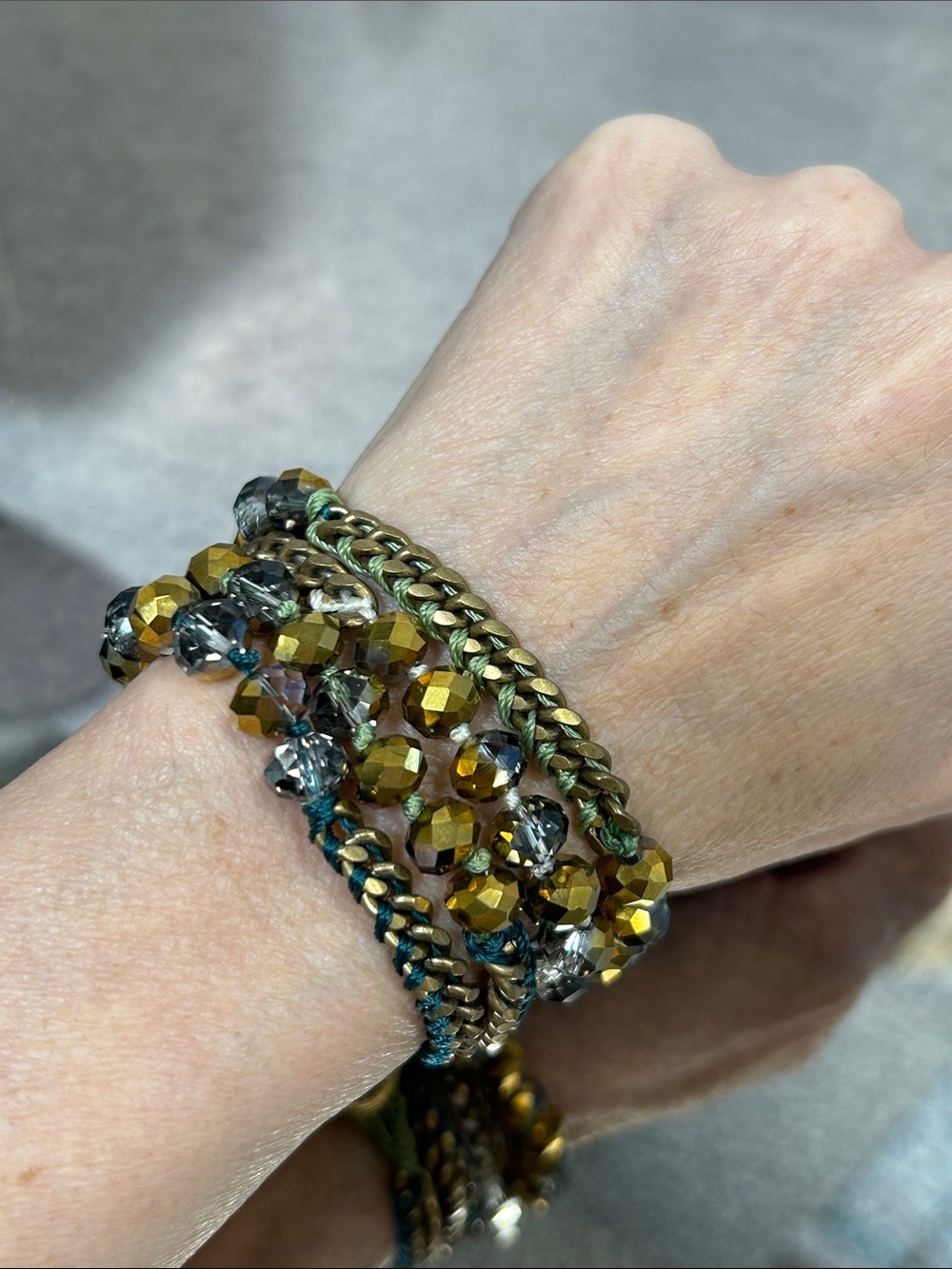 Chloe + Isabel Gold and Smoke Multi-Strand Crystal Beaded Bracelet